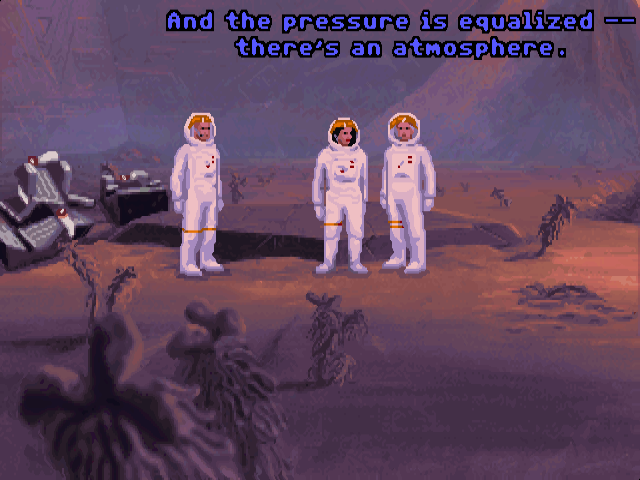 We find a bunch of contrived reasons to remove our spacesuits - there's a breathable atmosphere, alien microbes won't be able to interact with our cells because of separate evolutionary paths, etc. - but I think it's so we don't have to use the EVA suit voice filter any more. And also tell each other apart.
