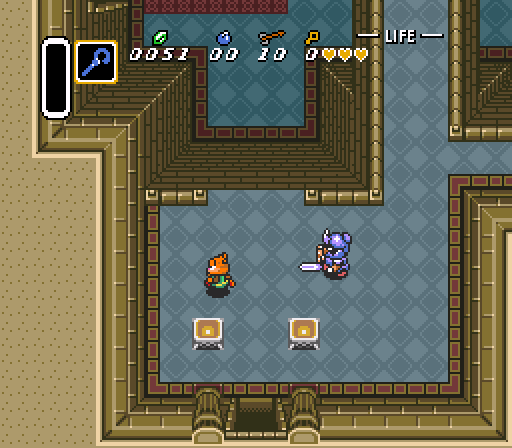 As a weapon this early on in the game, the Staff of Byrna leaves a lot to be desired. It's not really meant for bashing minor enemies, as the magic that powers it runs out pretty quickly. As was the case in this screenshot, where I'm having to run past everything now that my magic meter's temporarily depleted.