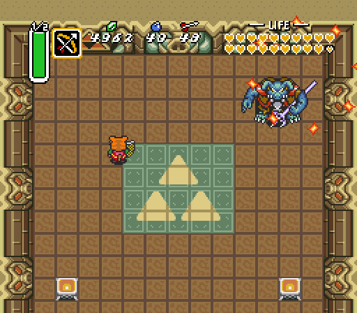 At this point, the randomizer Ganon fight is indistinguishable from the real thing - the last time I fought him I had every item too. That doesn't mean he's easy, but... well, there's not a whole lot to say. Make him vulnerable and then feed him Silver Arrows until he explodes.