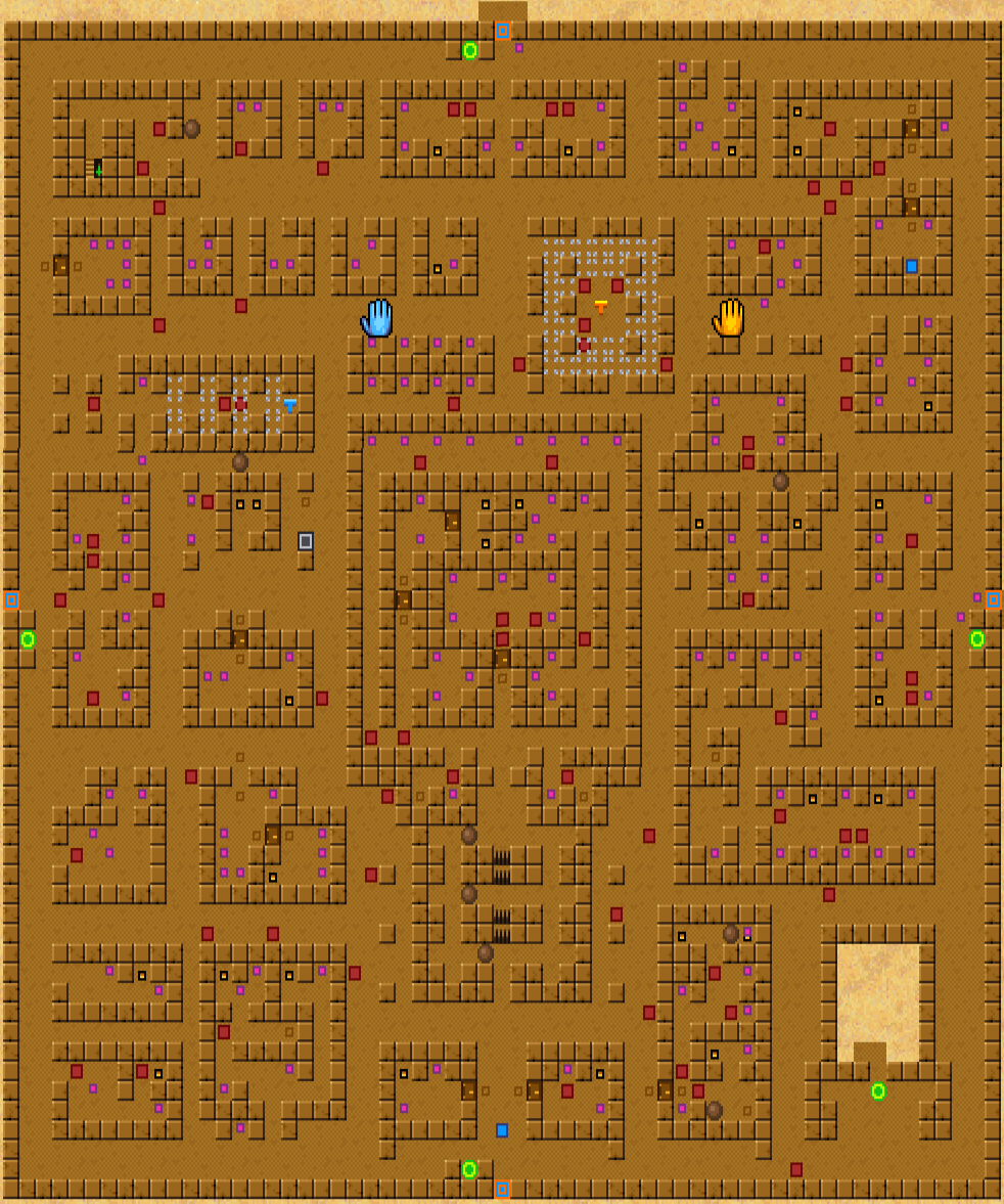 A typical map. All right, so the Underground City is a little larger than the rest, but only a little. (The big hands aren't traps by the way, I just accidentally snapped the cursor a few times.)