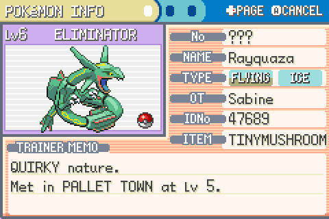 My Quirky Rayquaza is a Flying/Ice type, which... I mean, it's close enough. I'll keep it away from live flames, I suppose.