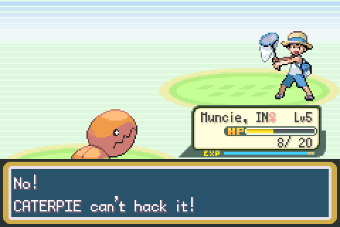 Albeit the kind of scrappy little buddy that doesn't do well against giant sky dragons. The kid thinks one of those Pokémon was a Caterpie, but to be fair he's like eight and doesn't have a magical portable computer to tell him what everything is. Time to check my Poképrivilege.