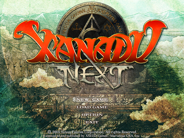 Welcome to Xanadu Next! My, is this is an attractive start screen. Can't go wrong with any RPG that uses a sword instead of letters. 