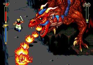 Graphically, the Mega Drive had some trouble keeping up with the SNES, but Beyond Oasis really pulled out all the stops. Look at this sweet dragon boss!