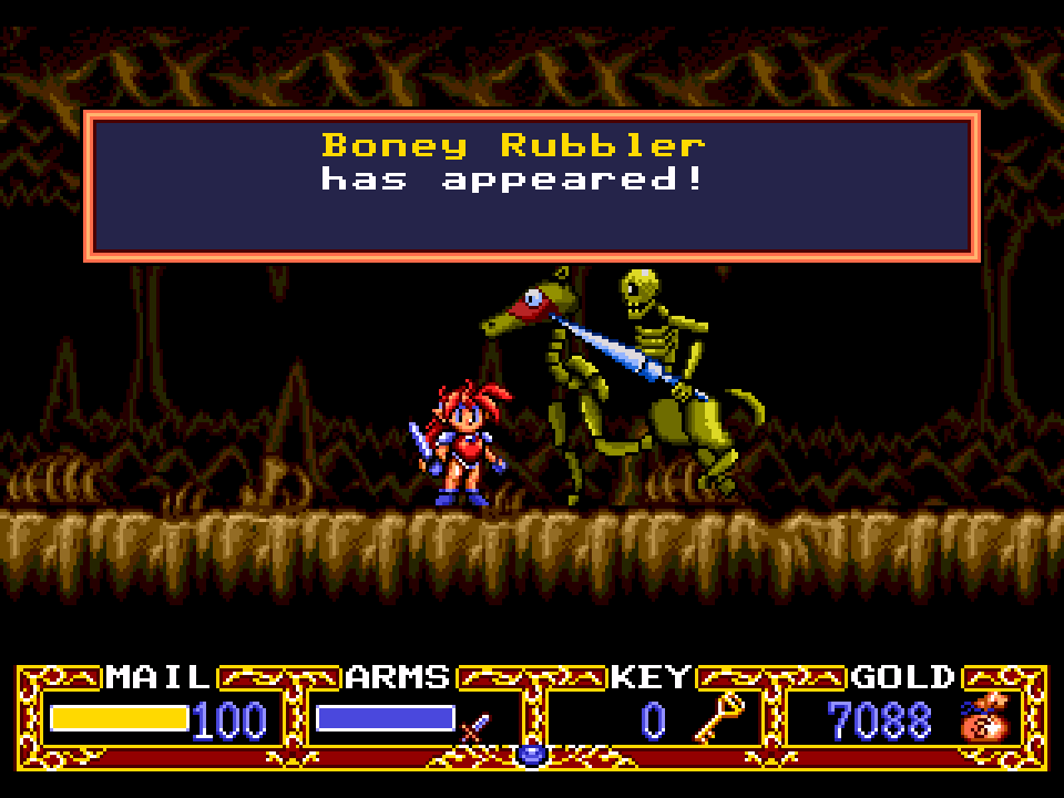 Fairly sure this was a Zelda 2 boss. You don't have the downstab in this game, sadly, though I hear it was added to the Super Famicom port. 'Boney Rubbler' is a whole lot of fun to say, incidentally.
