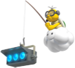 Lakitu holding his fishing pole with his starting lights from the Mario Kart series.