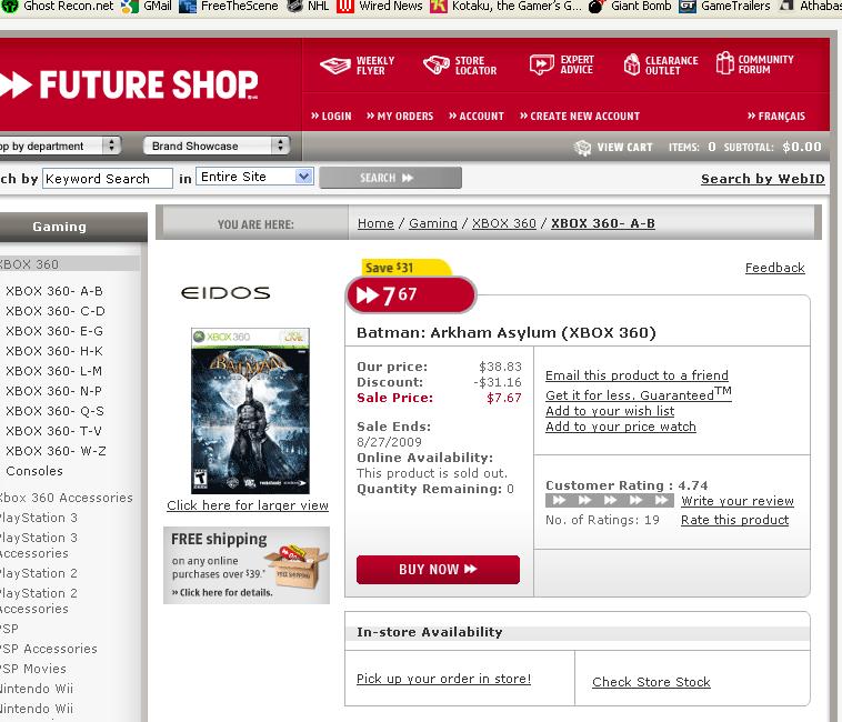   Edit...Best Buy just did the same thing. They just sold out. I love living in Canada. New Release for 10 bones =D