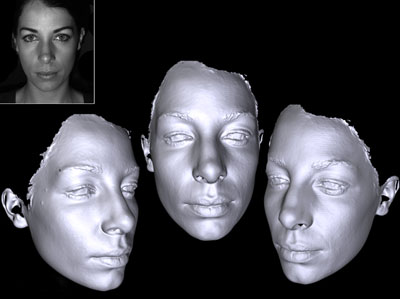  Scanning someone's face.