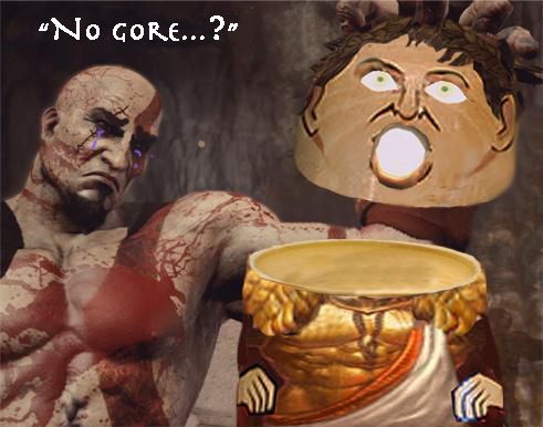              Child friendly God Of War 3 (considering Kratos likes to dive into Ketchup)  