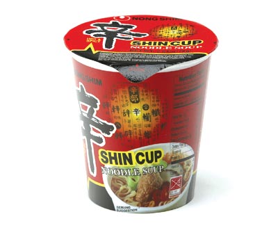  Nong Shim Shin Cup noodle soup.
