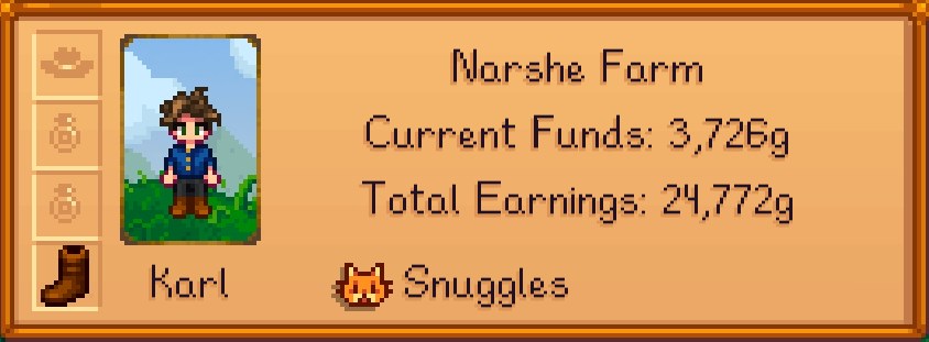Narshe is the first town in Final Fantasy VI. And Karl is just my own name. I don't know what inspired me to name my cat Snuggles, but it was the first thing that came to mind. 