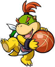 Bowser Jr. loves to play sports in the Mushroom Kingdom.