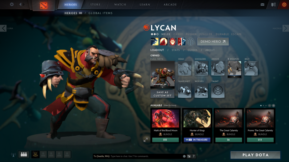 My first true love in the game was the hero Lycan. He summons companion wolves that make jungling (farming away from the lanes) easier. A jungler was a good way for me to learn the ropes early on and his ultimate ability makes him incredibly strong in 1vs1 fights as well as for chasing down enemies and taking down towers. He isn’t incredibly versatile, though, and his nuances wore thin after a while. He is also fairly easy to counter until he is beastly strong. When you first start the game PUSHERs are the way to go because new players are more likely to be focused on kills rather than towers (the whole point of the game is to take out towers!)