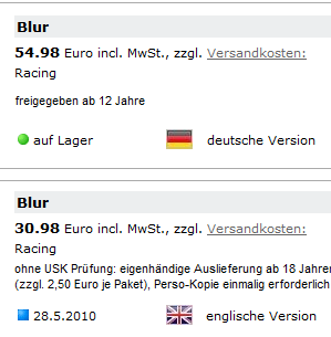  German retail vs. UK-import (+about 7€ for shipping)