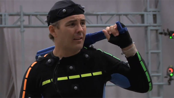 Nolan North in a mocap suit. Why? To capture his motion!
