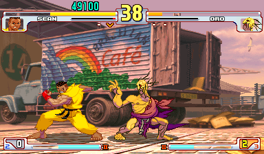  Sean fighting Oro in Street Fighter III: 3rd Strike.