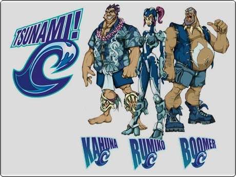 Team Tsunami. Left to Right: Kahuna, Rumiko, and Boomer.