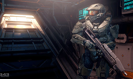Chief on board a ship, possibly the UNSC Infinity.