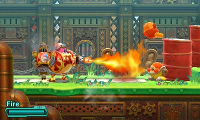 I kinda feel bad for these Waddle Dee construction workers. They don't stand a chance against Kirby's flame mech.