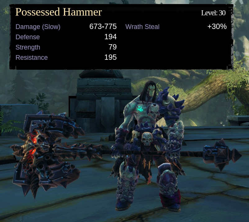 Hammer server 3 purposes. It's mainly a stat stick. Breaks through shields. Instant wrath refil.