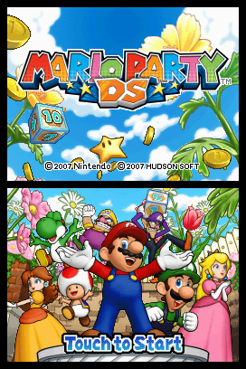 The title screen for Mario Party DS.