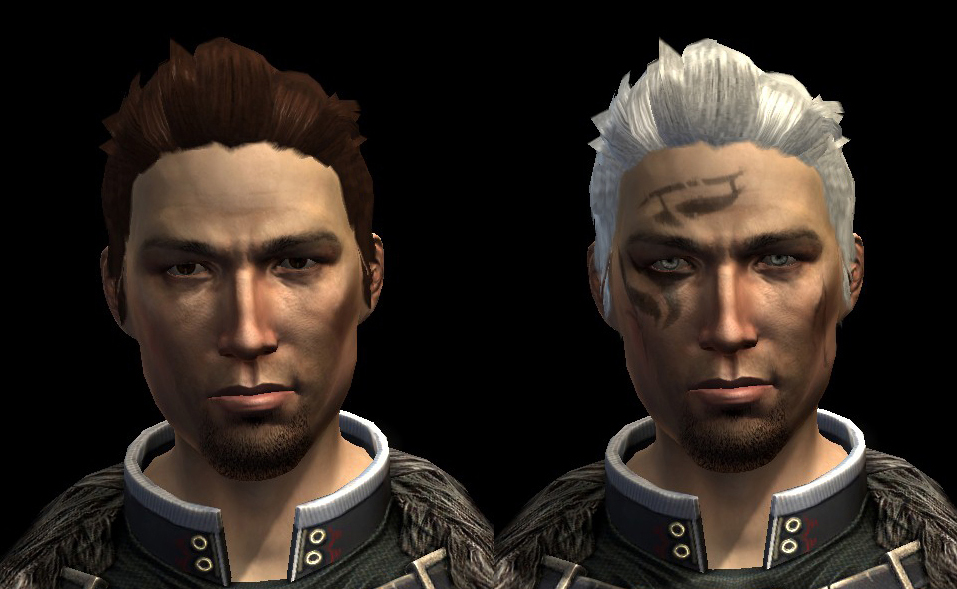 Left side: that's sort of the cartoony version of myself. Right side: the final version for my character (Witcher much?) ^^