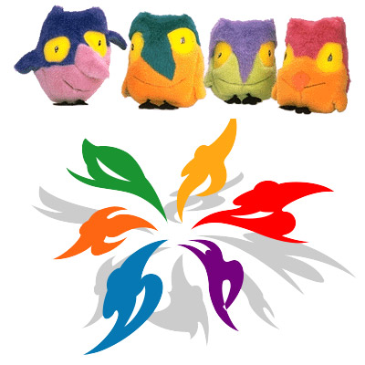  The official mascots and the logo for the 1998 Winter Olympic Games. 