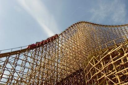 A wooden roller coaster.