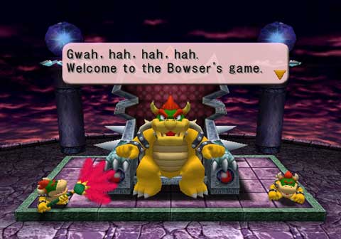 Bowser greeting players to a Bowser minigame in Mario Party 4
