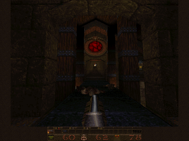  Fullscreen 640x480 with no graphical enhancements of any sort, this is how real men play Quake.       