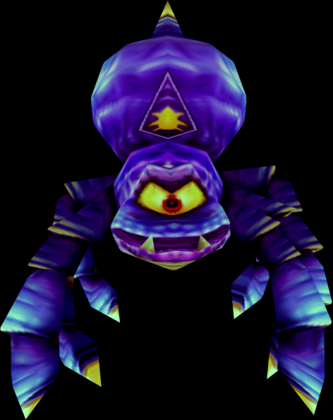Remember the fight with Gohma in Ocarina of Time? Imagine that, but he never drops down from the ceiling. That's this guy.