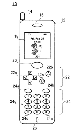One of the drawings included in Nintendo's cell phone patent, filed back in November 2001.