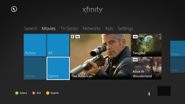 This is what you'll see when loading up the Xfinity On Demand application for Xbox 360.
