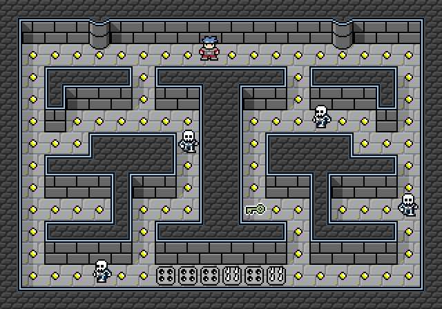 Pellet Quest is one example of Howard's wild experiments, in which Pac-Man goes the way of the RPG.