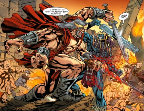 Kotal Kahn faces King Gorbak (Goro's father) at the Battle of Z'Unkahrah.
