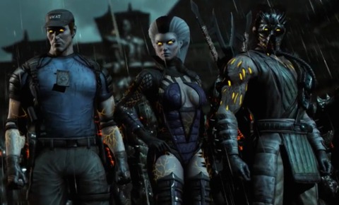 Stryker (left) lined up with Quan Chi's other revenants ready to fight the final battle of the Netherrealm War.