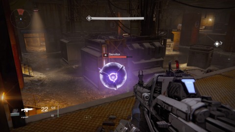 Different enemies have different weak points, allowing you to score critical hits. In this case, shoot the flying eyeball in its eye.