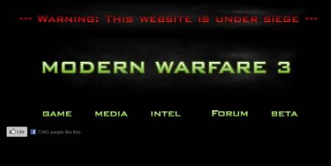 The ModernWarfare3.com site, as it appeared prior to the Battlefield 3 redirecting chicanery.