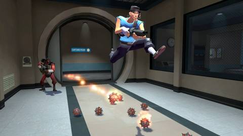  Scout From Team Fortress 2 performing a double jump.
