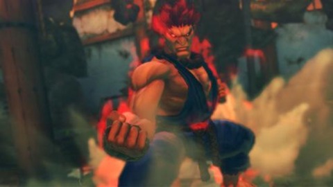A screenshot of Akuma's boss introduction cinematic in Street Fighter IV.