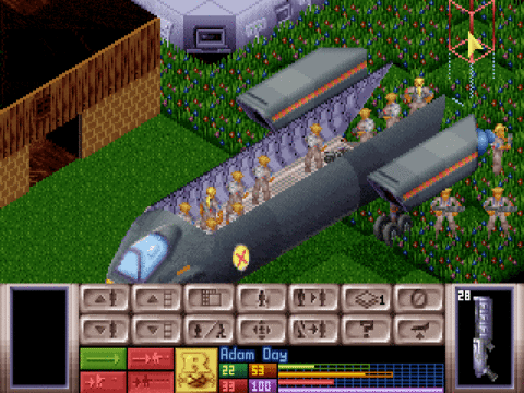 Troops leave their Skyranger to investigate a small UFO.