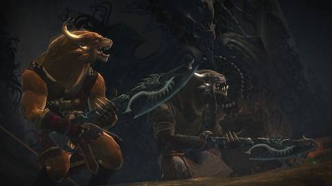 A pair of charr wielding rifles, one of the Guild Wars franchise's new weapons.