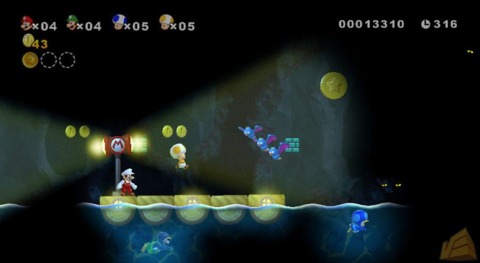  Controlling the spotlight with the Wii remote on top of the classic platforming works amazingly well 