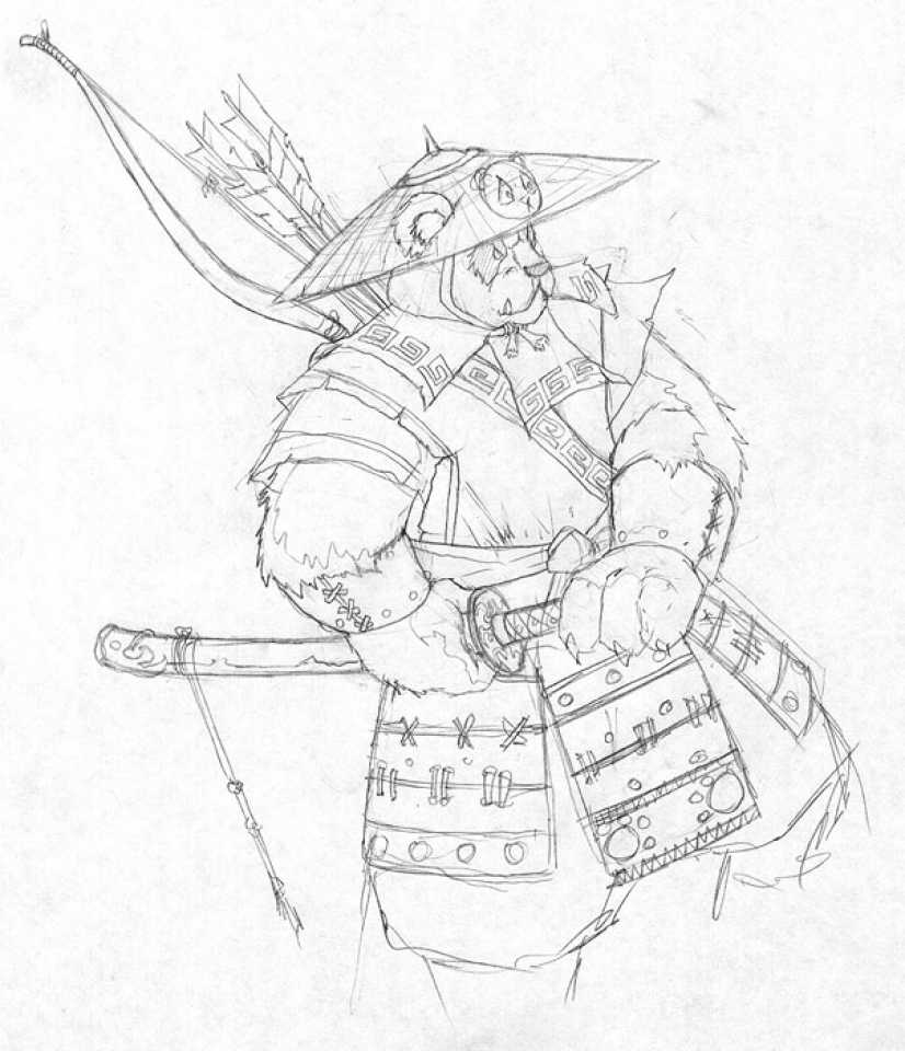 One of Didier's original sketches for the Pandaren