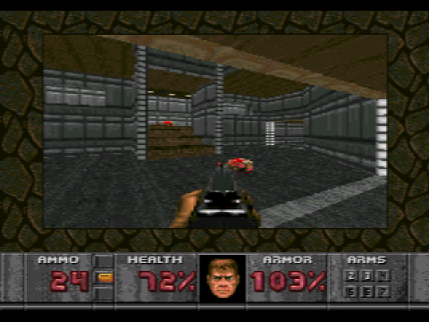 A screenshot from the 32X version of Doom.
