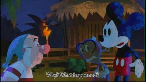Epic Mickey's art style borrows from multiple eras in the mouse's history. 