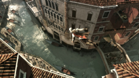 Ezio, diving into the canals of Venice