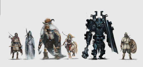 Second from the right is a typical Dredge enemy. Unfortunately, that half woman/half horse never made it into the game. Variety of enemies should be a major concern for Stoic's next release. Backbiters, the unit on the right, are sadly not available to you here, though they are in Factions