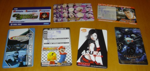 A variety of Magnetic cards from different arcade machines.