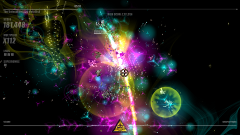 Think Geometry Wars meets visualizer and you have Beat Hazard, throw in some Space Giraffe for added spark.  